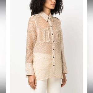 GANNI
leopard-print semi-sheer shirt